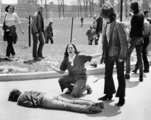 Photo by John Paul Filo, Mary Ann Vecchio gestures and screams as she kneels by the body of a student, Jeffrey Miller