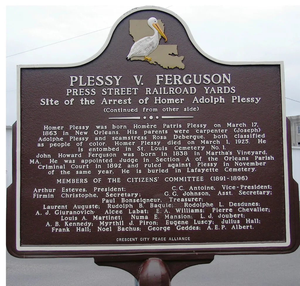 This is the back side of the Plessy v. Ferguson marker installed Feb. 12, 2009.